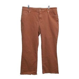 NWT Loft Plus High Waist Flare Crop Rust Brown Jeans 16
